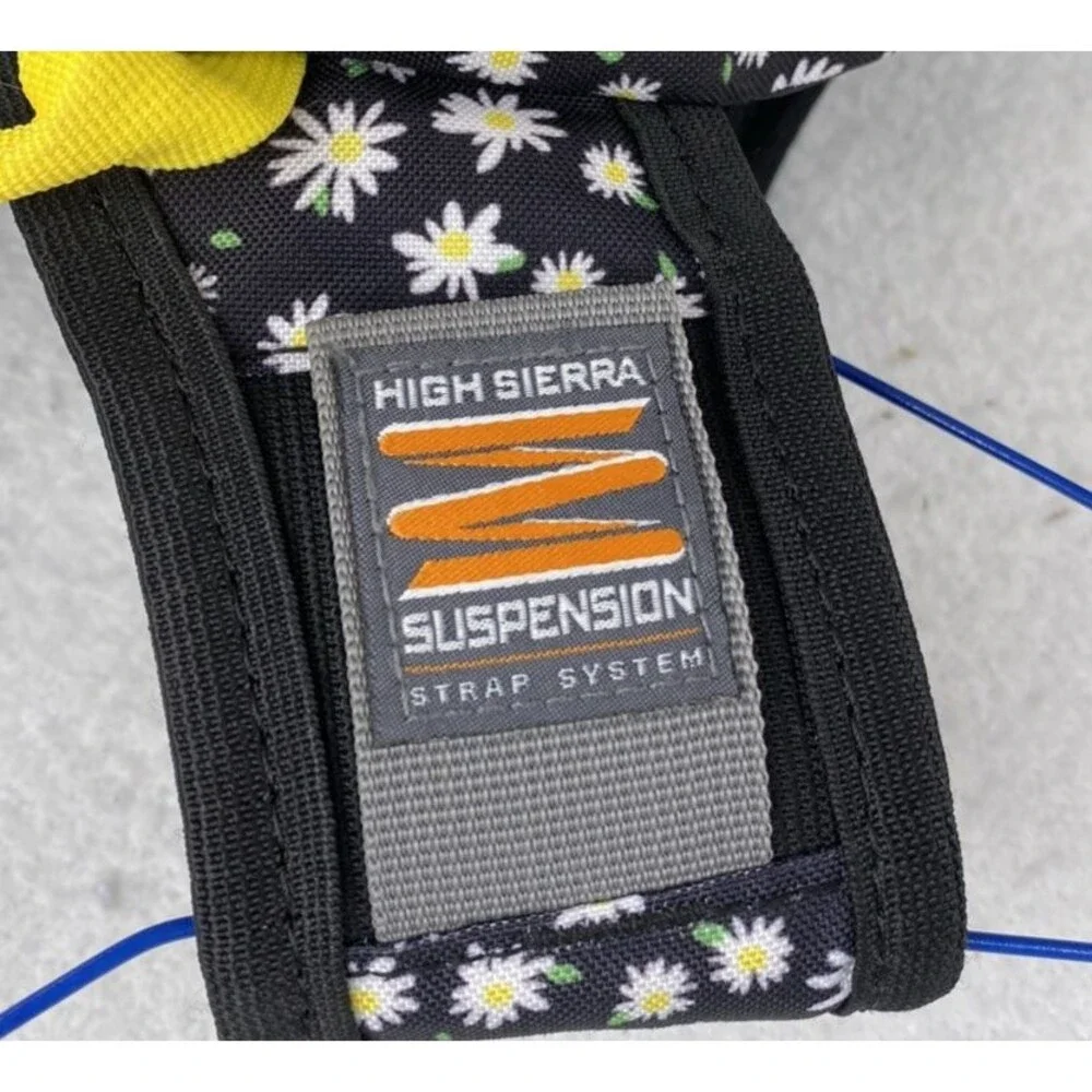 High Sierra Loop Backpack Daisy Floral Print Black Yellow School Travel Daypack